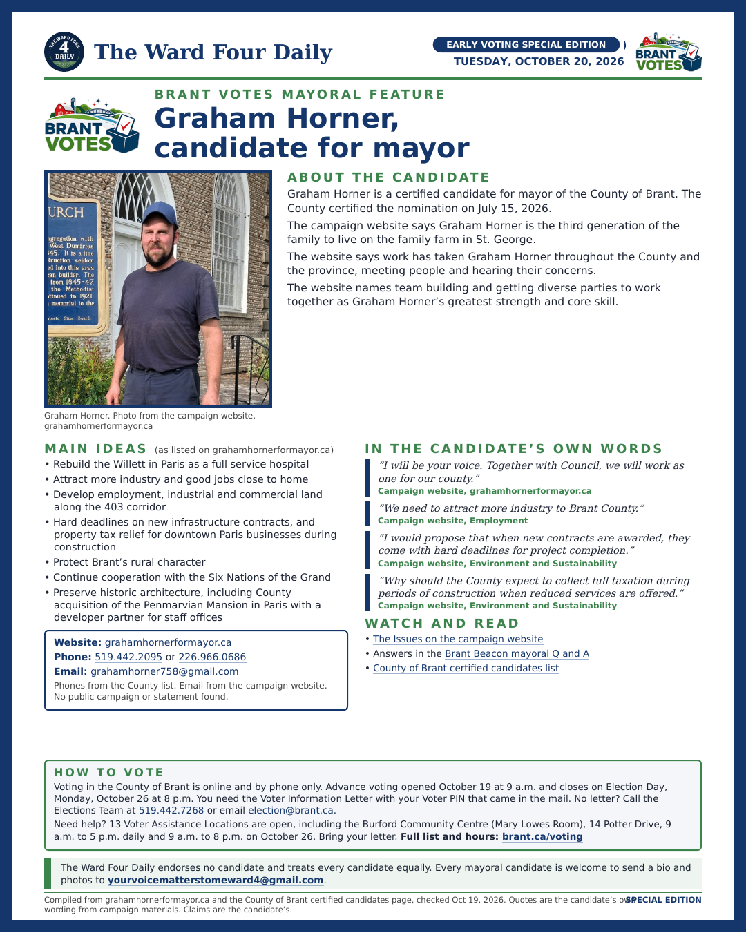 Graham Horner page from the Early Voting Special Edition
