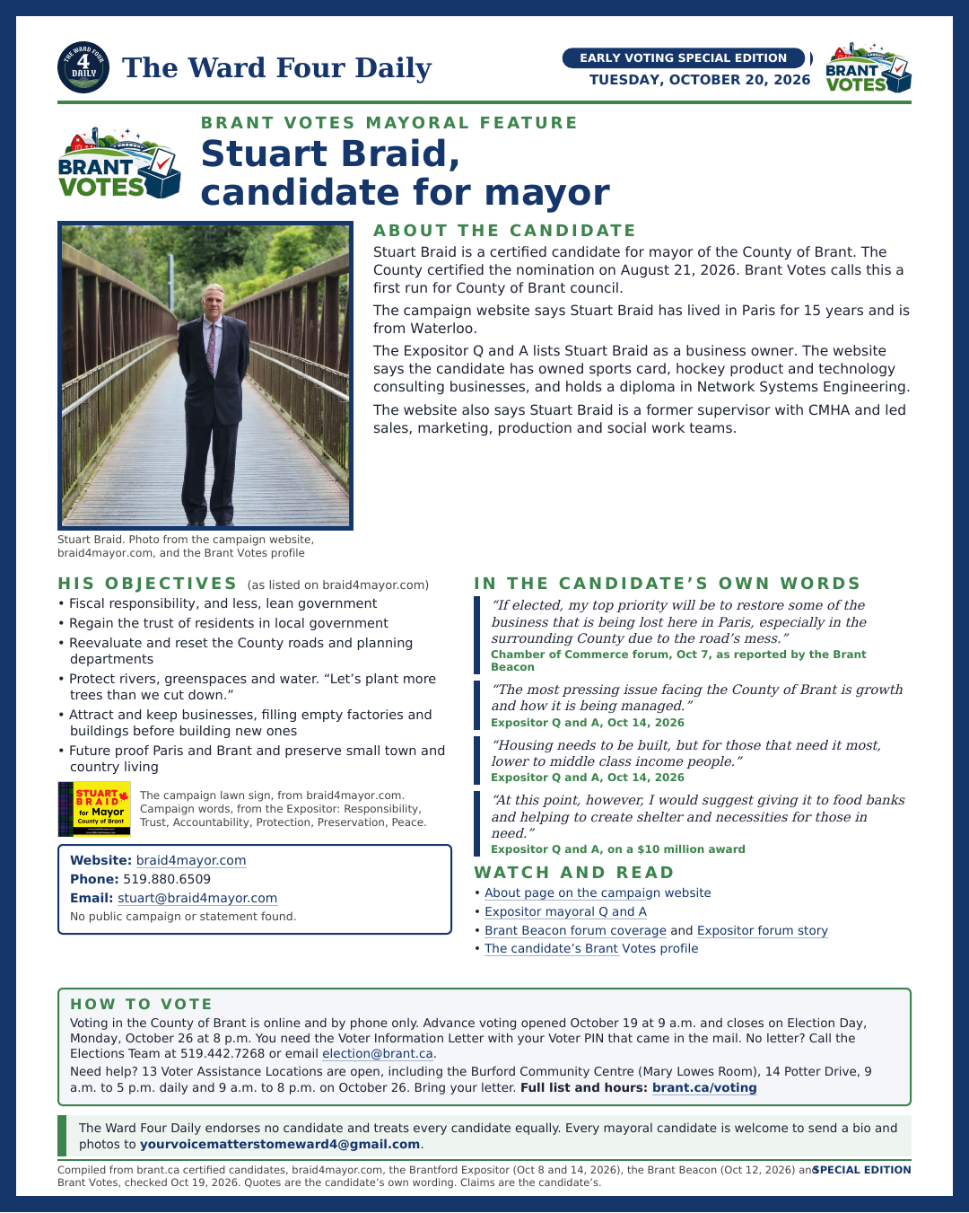 Stuart Braid page from the Early Voting Special Edition